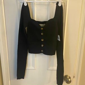 NWT Sweetheart button-front crop sweater